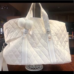 Bath & Body Works White Quilted Tote Bag